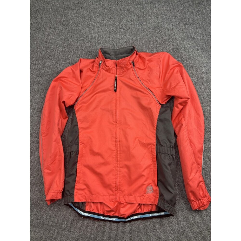 Novara Cycling Jacket‎ Womens M Orange Gray Windshirt Full Zip Bike Reflective
